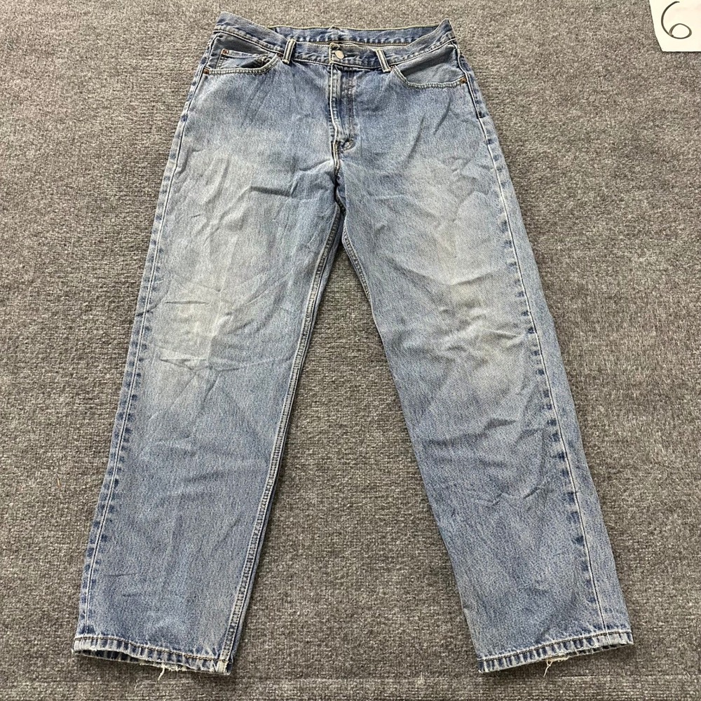 Levis Jeans Mens Size 36x32 Blue 501 Straight Leg Cotton Light Wash